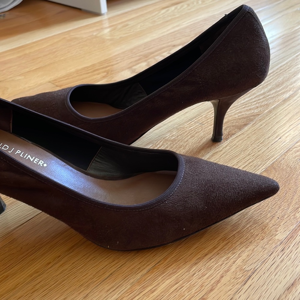 Brown suede pumps